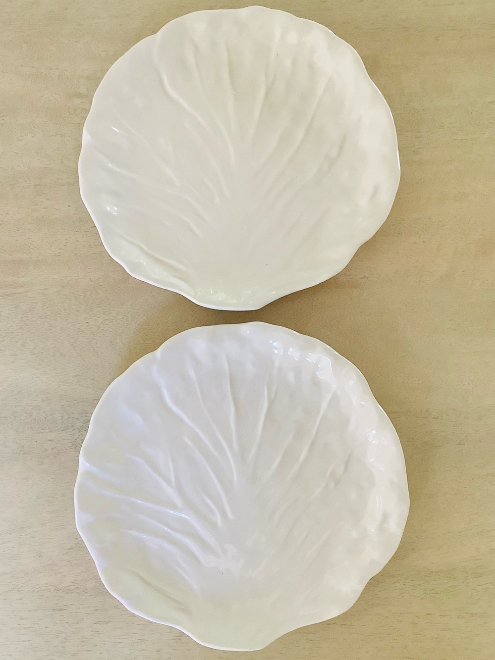 2 Threshold 8.75” White Radicchio Leaf Salad Plates